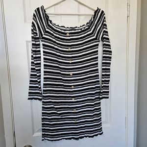 Ribbed strip off the shoulder mini dress